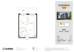 2 pokoje, mieszkanie 42,39 m², piętro 1, oferta nr 18, Osiedle Promienna, Marki,  ul. Słoneczna 1C
