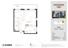 3 pokoje, mieszkanie 62,14 m², piętro 1, oferta nr 14, Osiedle Promienna, Marki,  ul. Słoneczna 1C