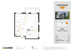 3 pokoje, mieszkanie 62,12 m², piętro 2, oferta nr 30, Osiedle Promienna, Marki,  ul. Słoneczna 1C