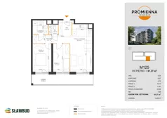 3 pokoje, mieszkanie 61,27 m², piętro 8, oferta nr 125, Osiedle Promienna, Marki,  ul. Słoneczna 1C