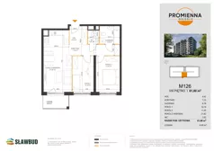 3 pokoje, mieszkanie 61,80 m², piętro 8, oferta nr 126, Osiedle Promienna, Marki,  ul. Słoneczna 1C