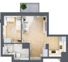 2 pokoje, mieszkanie 35,05 m², piętro 4, oferta nr 38, Osiedle Słoneczna, Marki, ul. Słoneczna / Promienna