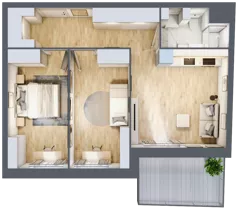 3 pokoje, mieszkanie 59,31 m², parter, oferta nr B1/38, Huzar B1 i B2, Białystok, Bacieczki, ul. Hugona Kołłątaja / kpt. Kazimierza Kamieńskiego