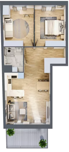 3 pokoje, mieszkanie 66,86 m², piętro 1, oferta nr B1/42, Huzar B1 i B2, Białystok, Bacieczki, ul. Hugona Kołłątaja / kpt. Kazimierza Kamieńskiego