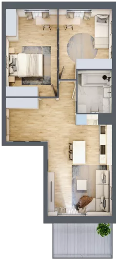 3 pokoje, mieszkanie 64,59 m², piętro 1, oferta nr B1/58, Huzar B1 i B2, Białystok, Bacieczki, ul. Hugona Kołłątaja / kpt. Kazimierza Kamieńskiego