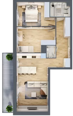 3 pokoje, mieszkanie 68,88 m², piętro 1, oferta nr B1/62, Huzar B1 i B2, Białystok, Bacieczki, ul. Hugona Kołłątaja / kpt. Kazimierza Kamieńskiego