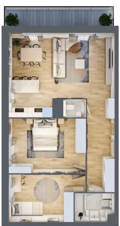 3 pokoje, mieszkanie 72,98 m², piętro 1, oferta nr B1/63, Huzar B1 i B2, Białystok, Bacieczki, ul. Hugona Kołłątaja / kpt. Kazimierza Kamieńskiego
