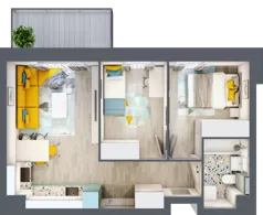 3 pokoje, mieszkanie 43,92 m², piętro 1, oferta nr 5, Apart Warszawska, Białystok, Piasta II, ul. Warszawska/ Piastowska