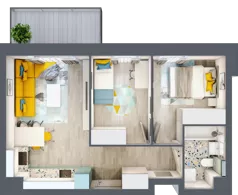 3 pokoje, mieszkanie 43,92 m², piętro 2, oferta nr 12, Apart Warszawska, Białystok, Piasta II, ul. Warszawska/ Piastowska
