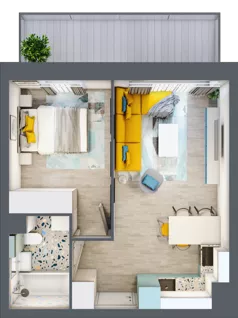 2 pokoje, mieszkanie 35,67 m², piętro 2, oferta nr 65, Apart Warszawska, Białystok, Piasta II, ul. Warszawska/ Piastowska