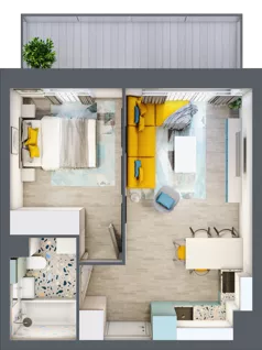 2 pokoje, mieszkanie 35,67 m², piętro 1, oferta nr 59, Apart Warszawska, Białystok, Piasta II, ul. Warszawska/ Piastowska