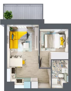 2 pokoje, mieszkanie 28,92 m², piętro 1, oferta nr 4, Apart Warszawska, Białystok, Piasta II, ul. Warszawska/ Piastowska