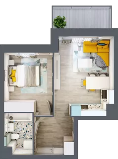 2 pokoje, mieszkanie 37,52 m², piętro 2, oferta nr 60, Apart Warszawska, Białystok, Piasta II, ul. Warszawska/ Piastowska