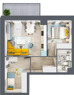 3 pokoje, mieszkanie 45,34 m², piętro 2, oferta nr 10, Apart Warszawska, Białystok, Piasta II, ul. Warszawska/ Piastowska