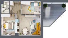 3 pokoje, mieszkanie 51,57 m², piętro 1, oferta nr 56, Apart Warszawska, Białystok, Piasta II, ul. Warszawska/ Piastowska
