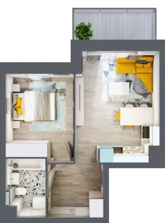 2 pokoje, mieszkanie 37,52 m², piętro 1, oferta nr 54, Apart Warszawska, Białystok, Piasta II, ul. Warszawska/ Piastowska