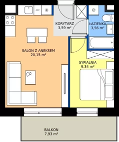 2 pokoje, mieszkanie 36,64 m², parter, oferta nr 42, Urok Jagienki bud B1, Białystok, Sienkiewicza, ul. Jagienki/ Chmielna