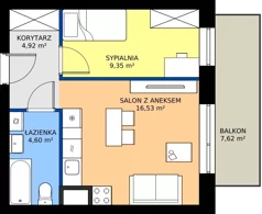 2 pokoje, mieszkanie 35,40 m², parter, oferta nr 2, Urok Jagienki bud B1, Białystok, Sienkiewicza, ul. Jagienki/ Chmielna