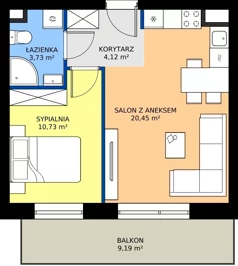 2 pokoje, mieszkanie 39,03 m², parter, oferta nr 19, Urok Jagienki bud B1, Białystok, Sienkiewicza, ul. Jagienki/ Chmielna