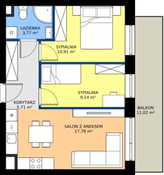 3 pokoje, mieszkanie 47,31 m², parter, oferta nr 17, Urok Jagienki bud B1, Białystok, Sienkiewicza, ul. Jagienki/ Chmielna
