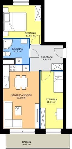 3 pokoje, mieszkanie 56,27 m², parter, oferta nr 20, Urok Jagienki bud B1, Białystok, Sienkiewicza, ul. Jagienki/ Chmielna