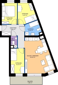 4 pokoje, mieszkanie 68,37 m², parter, oferta nr 41, Urok Jagienki bud B1, Białystok, Sienkiewicza, ul. Jagienki/ Chmielna