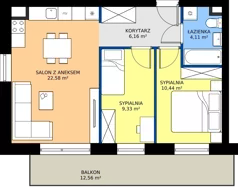 3 pokoje, mieszkanie 52,62 m², parter, oferta nr 58, Urok Jagienki bud B1, Białystok, Sienkiewicza, ul. Jagienki/ Chmielna