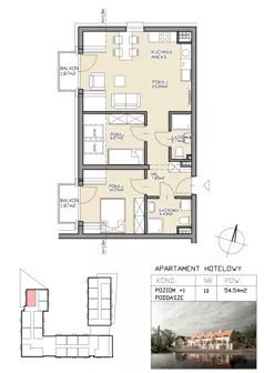 3 pokoje, apartament 54,54 m², piętro 1, oferta nr 10, Apartamenty Zdrój, Supraśl, ul. Stanisława Konarskiego
