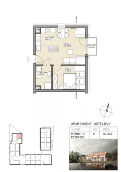 2 pokoje, apartament 36,10 m², piętro 1, oferta nr 11, Apartamenty Zdrój, Supraśl, ul. Stanisława Konarskiego