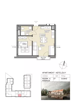 2 pokoje, apartament 31,68 m², piętro 1, oferta nr 27, Apartamenty Zdrój, Supraśl, ul. Stanisława Konarskiego