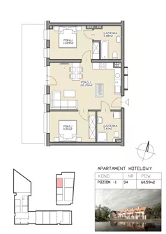 3 pokoje, apartament 60,59 m², przyziemie, oferta nr 34, Apartamenty Zdrój, Supraśl, ul. Stanisława Konarskiego