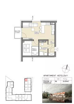 2 pokoje, apartament 31,05 m², piętro 1, oferta nr 46, Apartamenty Zdrój, Supraśl, ul. Stanisława Konarskiego