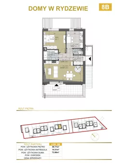 2 pokoje, mieszkanie 73,98 m², piętro 1, oferta nr 8B, Domy w Rydzewie, Rydzewo, ul. Akacjowa