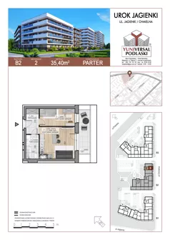 2 pokoje, mieszkanie 35,40 m², parter, oferta nr 2, Urok Jagienki bud B2, Białystok, Sienkiewicza, ul. Jagienki/ Chmielna
