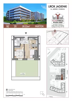 2 pokoje, mieszkanie 39,03 m², piętro 1, oferta nr 30, Urok Jagienki bud B2, Białystok, Sienkiewicza, ul. Jagienki/ Chmielna