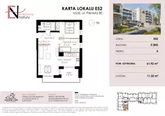 3 pokoje, mieszkanie 61,92 m², piętro 2, oferta nr E52, Enklawa Natury etap II, Łódź, Polesie, Lublinek-Pienista, ul. Pienista 80