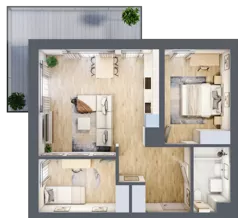 3 pokoje, mieszkanie 61,15 m², piętro 2, oferta nr C17, Enklawa Natury, Łódź, Polesie, Lublinek-Pienista, ul. Pienista 80