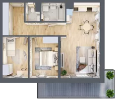 3 pokoje, mieszkanie 66,30 m², piętro 1, oferta nr D16, Enklawa Natury, Łódź, Polesie, Lublinek-Pienista, ul. Pienista 80