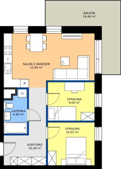 3 pokoje, mieszkanie 56,88 m², piętro 1, oferta nr E13, Enklawa Natury etap II, Łódź, Polesie, Lublinek-Pienista, ul. Pienista 80