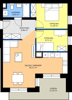 3 pokoje, mieszkanie 61,92 m², piętro 1, oferta nr E44, Enklawa Natury etap II, Łódź, Polesie, Lublinek-Pienista, ul. Pienista 80