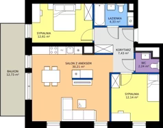 3 pokoje, mieszkanie 68,96 m², piętro 3, oferta nr E61, Enklawa Natury etap II, Łódź, Polesie, Lublinek-Pienista, ul. Pienista 80