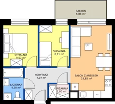 3 pokoje, mieszkanie 50,70 m², piętro 2, oferta nr E58, Enklawa Natury etap II, Łódź, Polesie, Lublinek-Pienista, ul. Pienista 80