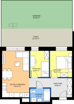 3 pokoje, mieszkanie 52,32 m², parter, oferta nr E1, Enklawa Natury etap II, Łódź, Polesie, Lublinek-Pienista, ul. Pienista 80