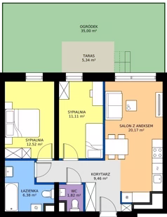 3 pokoje, mieszkanie 61,46 m², parter, oferta nr E4, Enklawa Natury etap II, Łódź, Polesie, Lublinek-Pienista, ul. Pienista 80