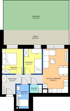 3 pokoje, mieszkanie 53,66 m², parter, oferta nr E42, Enklawa Natury etap II, Łódź, Polesie, Lublinek-Pienista, ul. Pienista 80