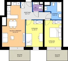 3 pokoje, mieszkanie 64,73 m², piętro 4, oferta nr E37, Enklawa Natury etap II, Łódź, Polesie, Lublinek-Pienista, ul. Pienista 80