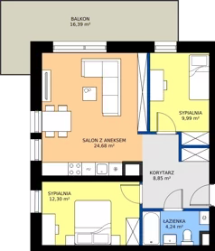 3 pokoje, mieszkanie 60,06 m², piętro 1, oferta nr E48, Enklawa Natury etap II, Łódź, Polesie, Lublinek-Pienista, ul. Pienista 80