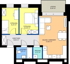 3 pokoje, mieszkanie 57,57 m², piętro 1, oferta nr E49, Enklawa Natury etap II, Łódź, Polesie, Lublinek-Pienista, ul. Pienista 80