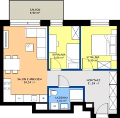 3 pokoje, mieszkanie 53,47 m², piętro 1, oferta nr E9, Enklawa Natury etap II, Łódź, Polesie, Lublinek-Pienista, ul. Pienista 80
