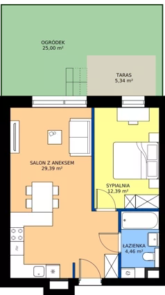 2 pokoje, mieszkanie 46,24 m², parter, oferta nr E2, Enklawa Natury etap II, Łódź, Polesie, Lublinek-Pienista, ul. Pienista 80